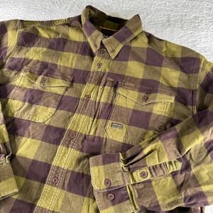 Ariat Rebar Work Shirt Men XXL 2XL Green Brown Plaid Button Down Collared Clean